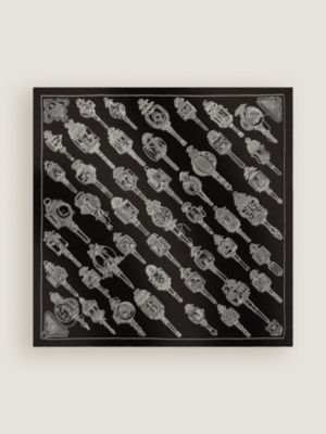 Merveilleuses Lanternes embroidered scarf 90 - Black | Hermès USA